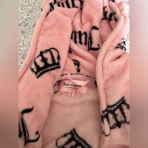 Juicy Couture Soft Pink Robe with Black Crown Accents S/M